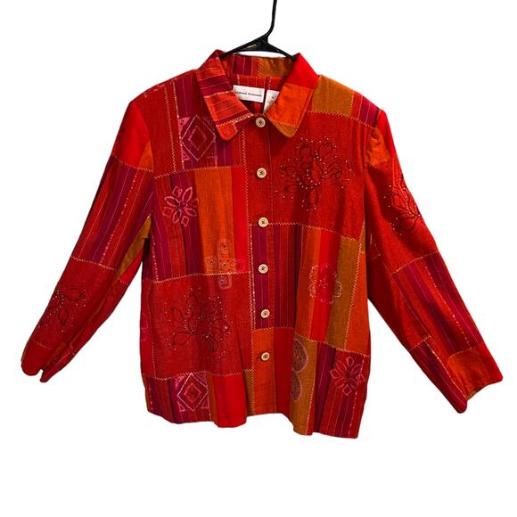 Alfred Dunner Womens Patchwork Beaded Sequins Stitched Jacket Plus Size 16 - Picture 13 of 16